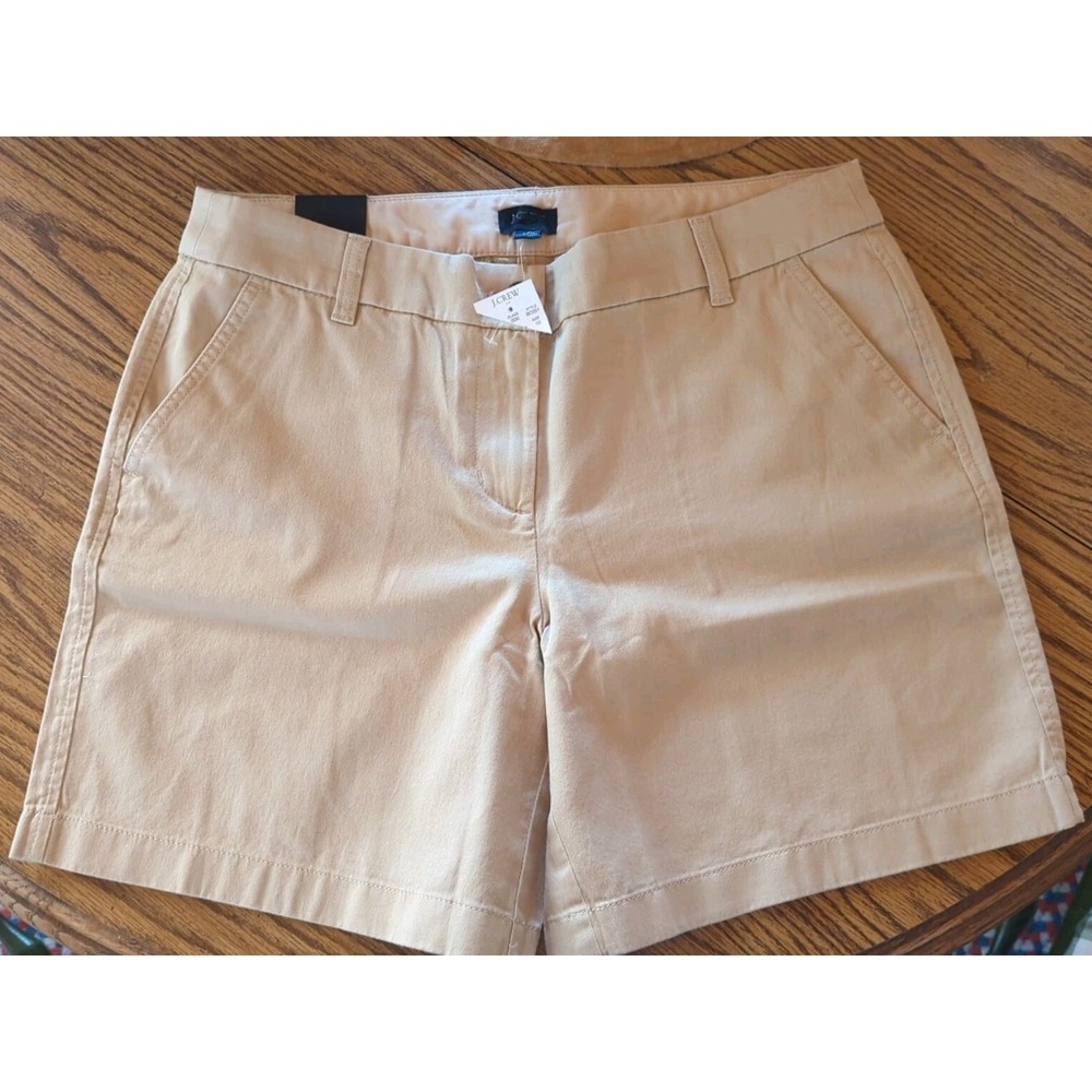 NWT Women's J Crew Chino Shorts Size 4 NEW With Tags 7" Khaki Slash Pockets‎